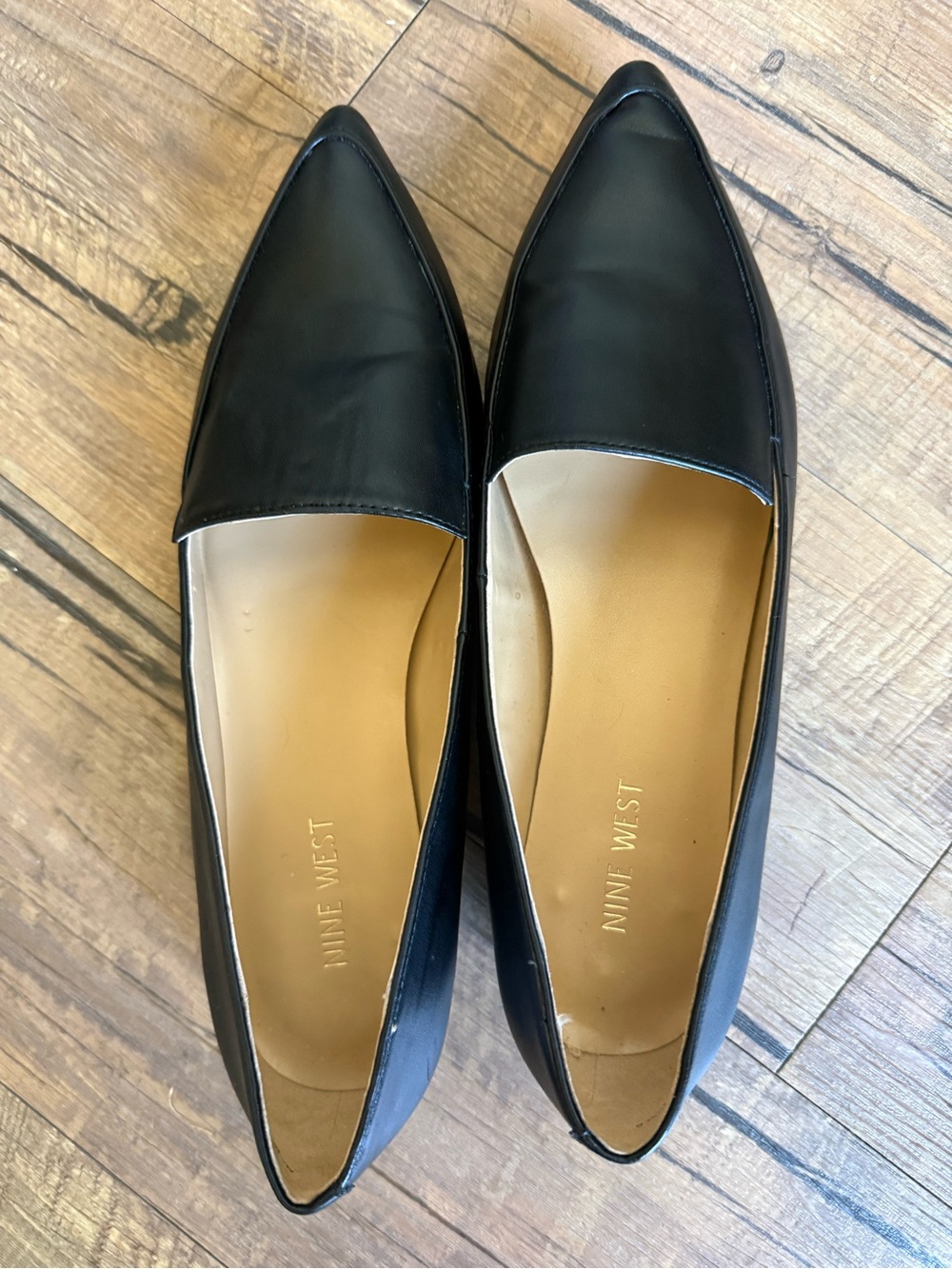 Nine West Black Pointed Toe Slip-On Flats
